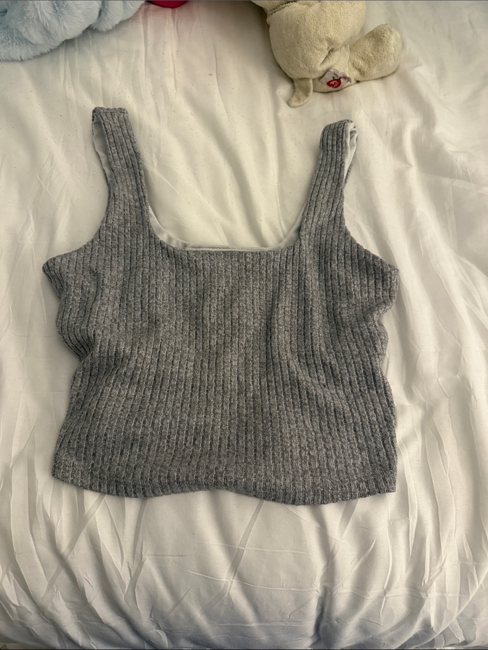 Abercrombie & Fitch Gray Ribbed Square-Neck Tank